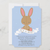 Baby shower van bruine Bunny Rabbit Boy Invite Kaart (Voorkant)