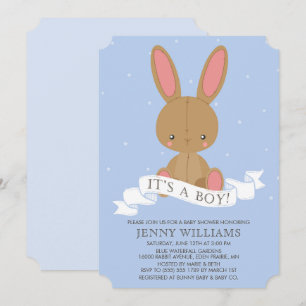 Baby shower van bruine Bunny Rabbit Boy Invite Kaart