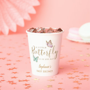 Baby shower van Butterfly Gold Glitter Papieren Bekers
