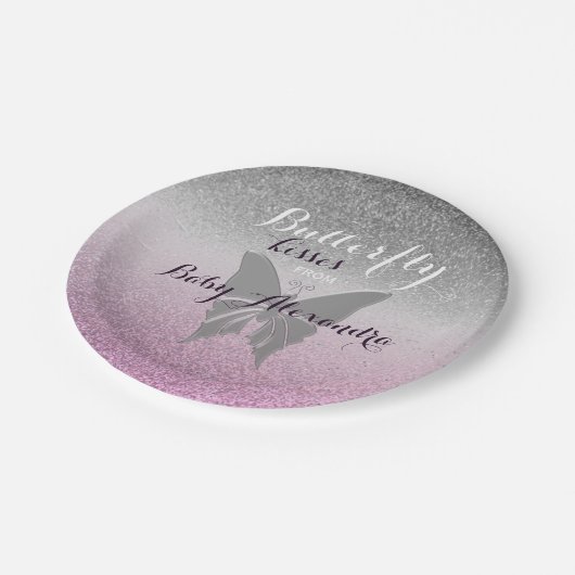 Baby shower van Butterfly Kisses Papieren Bordje (Gekanteld)