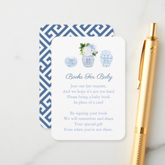 Baby shower van Chinoiserie van de bibliotheek van Informatiekaartje (Voorkant / Achterkant in situ)