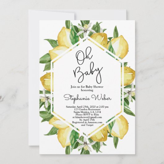 Baby shower van citrusvruchten kaart (Voorkant)