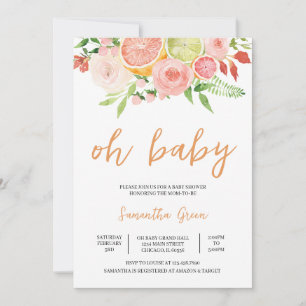 Baby shower van citrusvruchten kaart