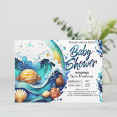 Baby shower van Coastal Boho Kaart (Staand voorkant)