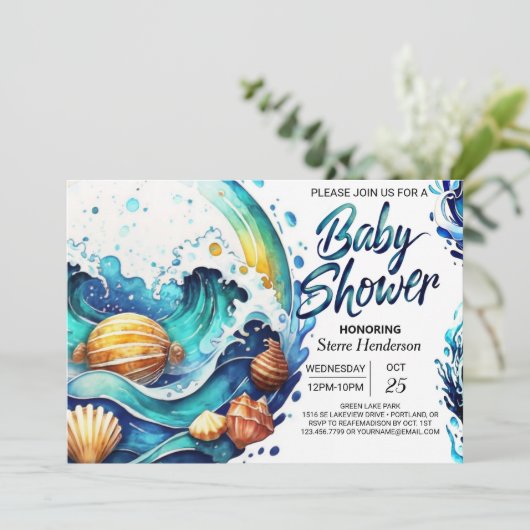 Baby shower van Coastal Boho Kaart (Staand voorkant)