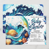 Baby shower van Coastal Boho Kaart (Voorkant / Achterkant)