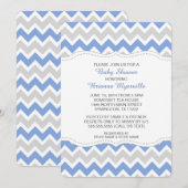 Baby shower van Cornflower Blue en Gray Chevron Kaart (Voorkant / Achterkant)