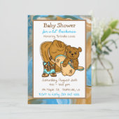 Baby shower van Cowboy Teddy Bear Boy Kaart (Staand voorkant)
