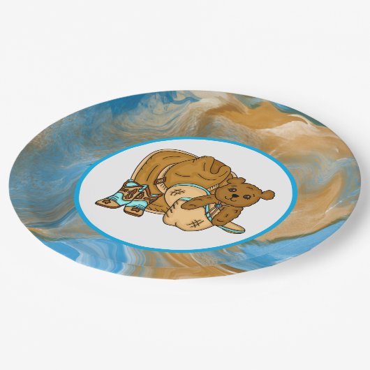 Baby shower van Cowboy Teddy Bear Boy Papieren Bordje (Gekanteld)