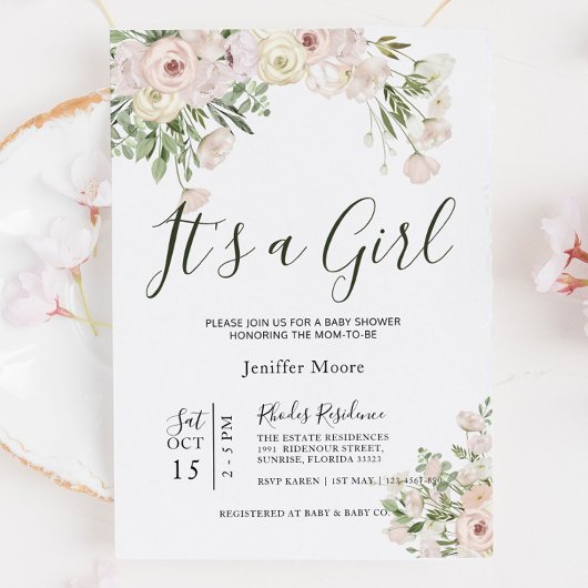 Baby shower van Cream Roos Kaart