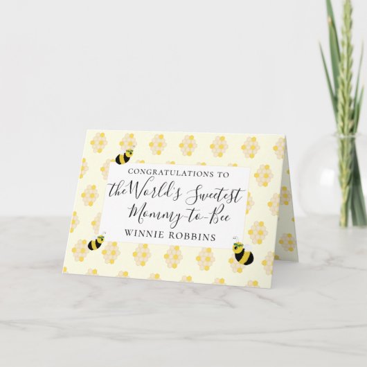 Baby shower van Cute Bee Gefeliciteerd mama-tot-bi Kaart (Voorkant)