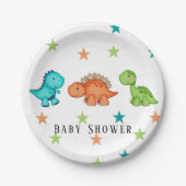 Baby shower van Cute Dinosaurs en sterren Papieren Bordje (Voorkant)