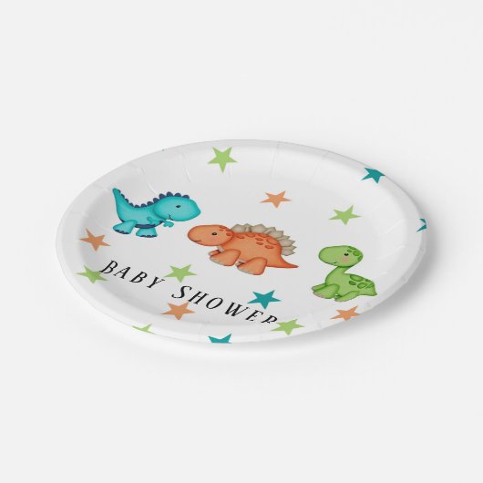 Baby shower van Cute Dinosaurs en sterren Papieren Bordje (Gekanteld)