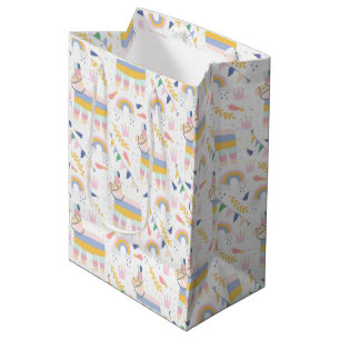 Baby shower van Cute Pastel Llamas en Rainbows Medium Cadeauzakje