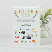 Baby shower van Cute Woodland Forest Animals Bedankkaart (Staand voorkant)