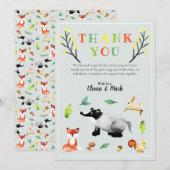 Baby shower van Cute Woodland Forest Animals Bedankkaart (Voorkant / Achterkant)