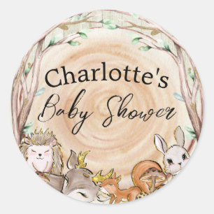 Baby shower van Cute Woodland Forest Animals Ronde Sticker
