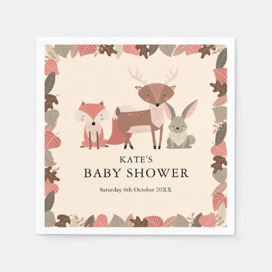 Baby shower van Cute Woodland Forest Animals Servet (Voorkant)