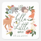 Baby shower van Cute Woodland Forest Animals Vierkante Sticker (Voorkant)