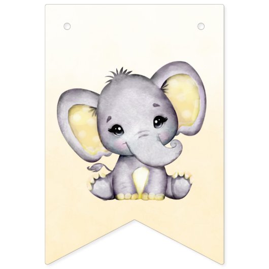 Baby shower van Cute Yellow Elephant-ballons Vlaggetjes (Derde vlag)