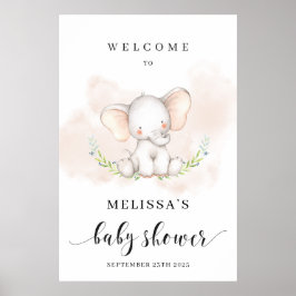 Baby shower van de acute olifant welkom poster 24x
