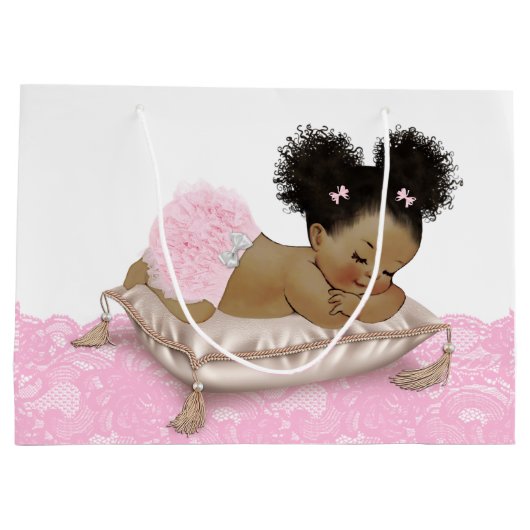 Baby shower van de Afrikaanse Amerikaanse baby Gir Groot Cadeauzakje (Achterkant)