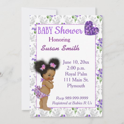 Baby shower van de Afrikaanse Amerikaanse baby Gir Kaart (Voorkant)