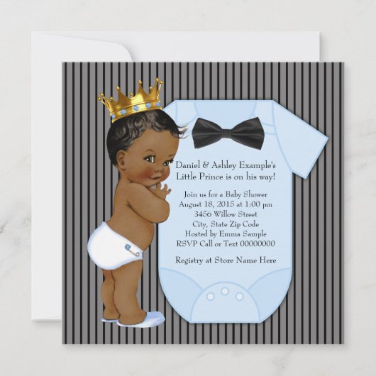 Baby shower van de Afro-Amerikaanse prins Kaart (Voorkant)