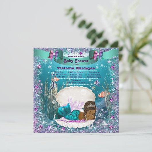Baby shower van de Amerikaanse Mermaid Princess Kaart (Staand voorkant)