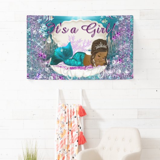 Baby shower van de Amerikaanse Mermaid Princess Spandoek (Insitu)