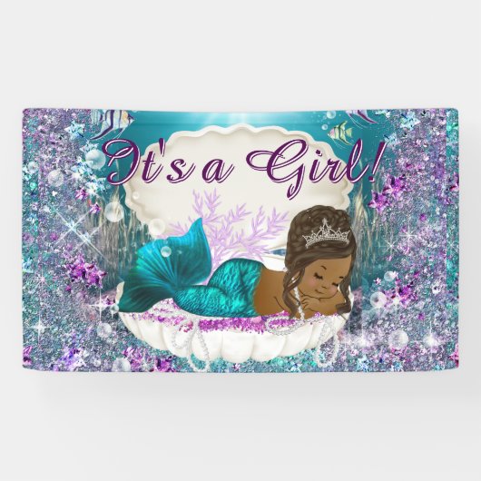 Baby shower van de Amerikaanse Mermaid Princess Spandoek (Horizontaal)