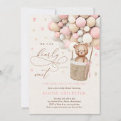 Baby shower van de ballon van het roze meisje Tedd Kaart (Voorkant)