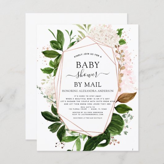 Baby shower van de begroting door Mail Greenery Bo (Voorkant / Achterkant)