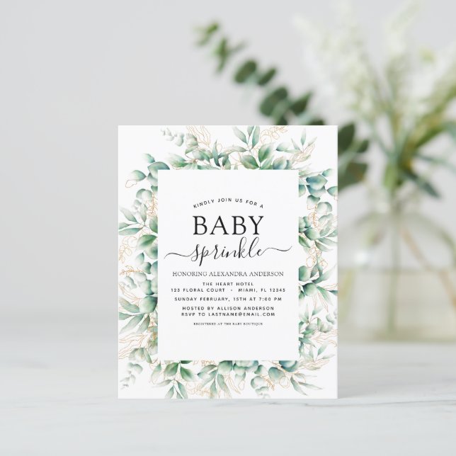 Baby shower van de begroting - Eucalyptus Geometri (Staand voorkant)