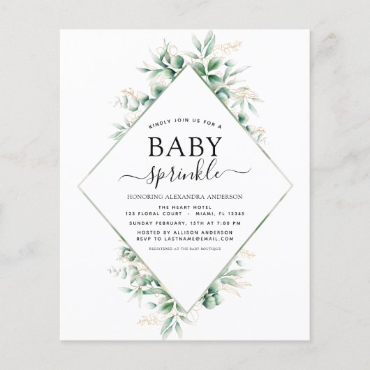 Baby shower van de begroting - Eucalyptus Geometri Flyer (Voorkant)