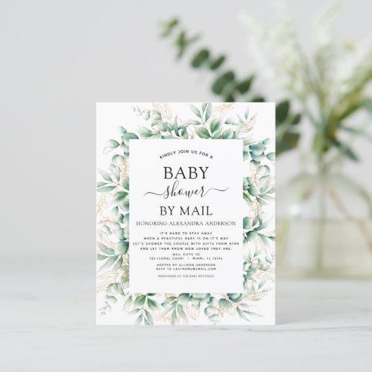 Baby shower van de begroting per post Eucalyptus G (Staand voorkant)