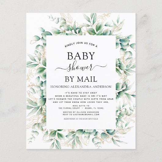 Baby shower van de begroting per post Eucalyptus G (Voorkant)