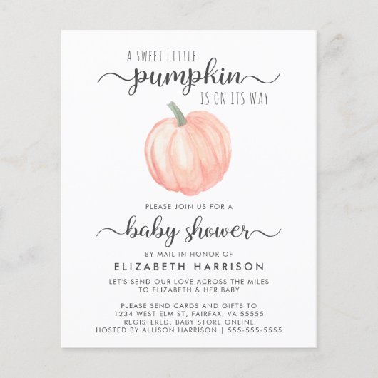 Baby shower van de begroting per post Oranje pompo (Voorkant)