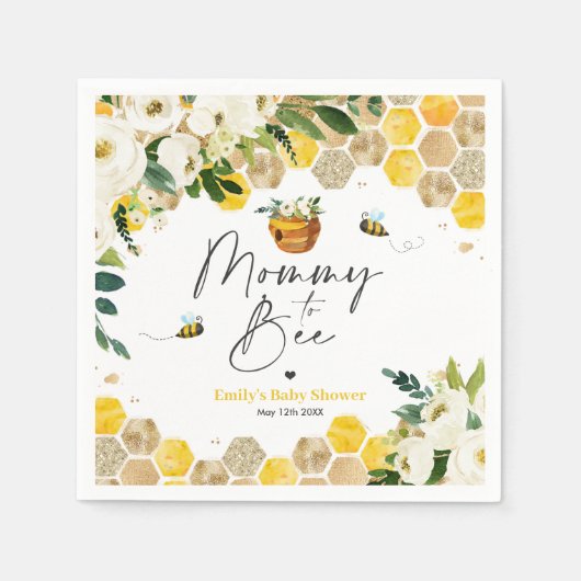 Baby shower van de bijen servet (Voorkant)