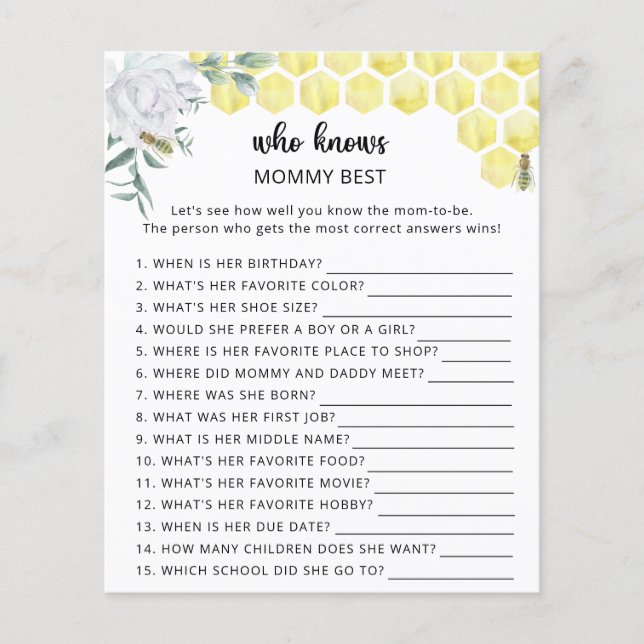 Baby shower van de bijenbloem, die het beste van m (Voorkant)