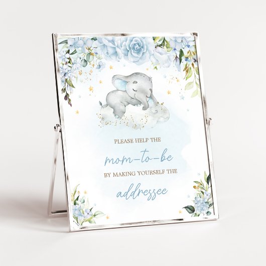 Baby shower van de Blauwe Bloemenolifant Poster