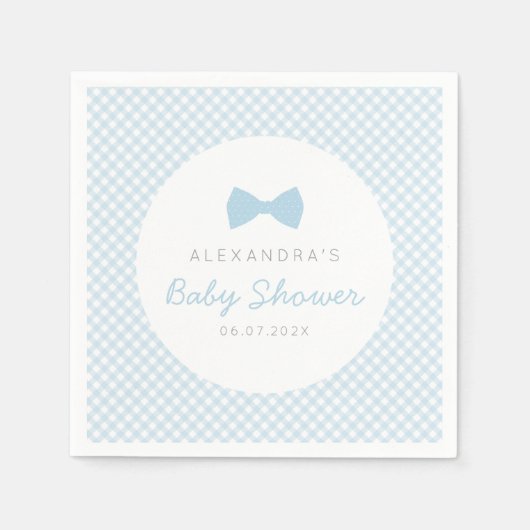 Baby shower van de blauwe boeg van Gingham Servet (Voorkant)