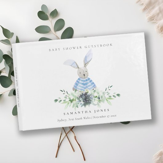 Baby shower van de blauwe Bunny Garden Succulent F Gastenboek