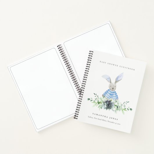 Baby shower van de blauwe Bunny Garden Succulent F Notitieboek (Binnen)