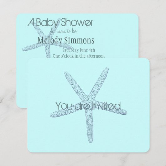 Baby shower van de blauwe doornhaai kaart (Voorkant / Achterkant)