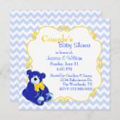 Baby shower van de blauwe en gele Teddy Bear Coupl Kaart (Voorkant / Achterkant)