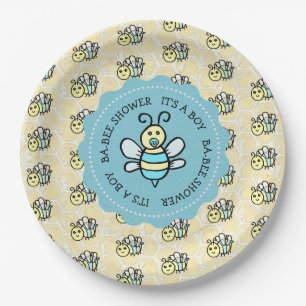 Baby shower van de blauwe honingbijenjongen papieren bordje