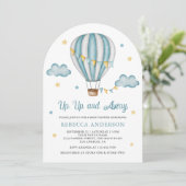Baby shower van de blauwe luchtballon omhoog en we kaart (Staand voorkant)