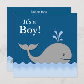 Baby shower van de blauwe vinvis kaart (Voorkant / Achterkant)