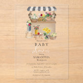 Baby shower van de Bloemenmarkt van de waterverf Acryl Uitnodigingen (Voorkant)